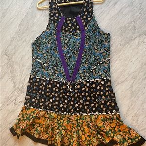 Coach Floral Print Patchwork Dress Size Large